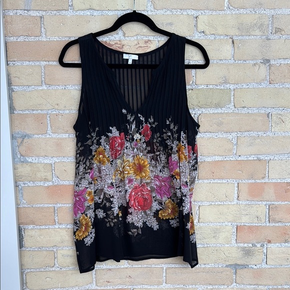 Tops - Joie Floral Black Sleeveless Top